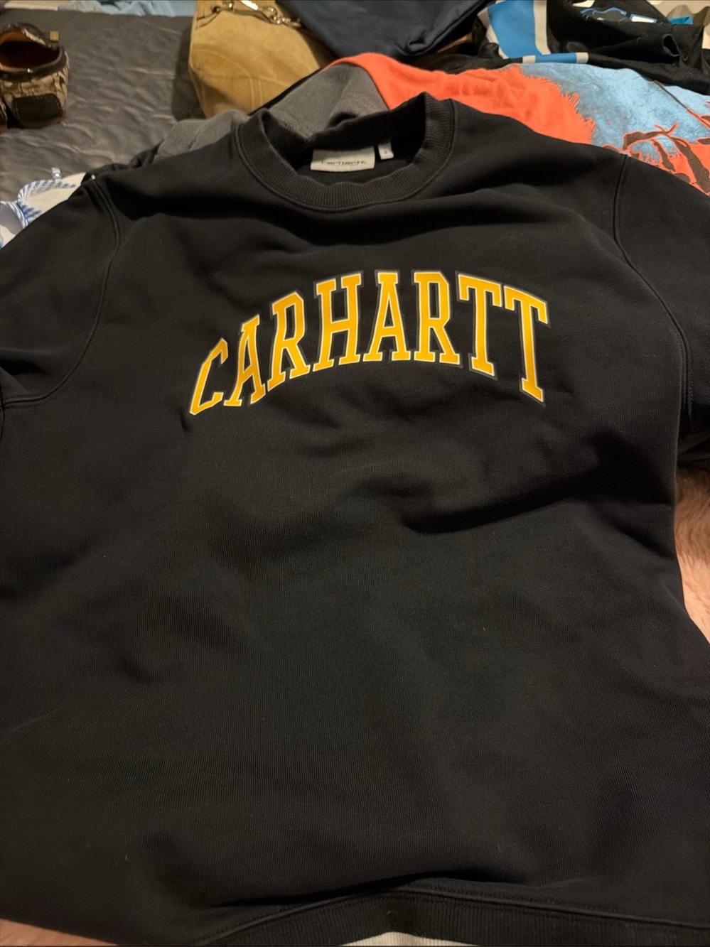 Carhartt Black Crewneck Sweatshirt with Yellow Arch Logo